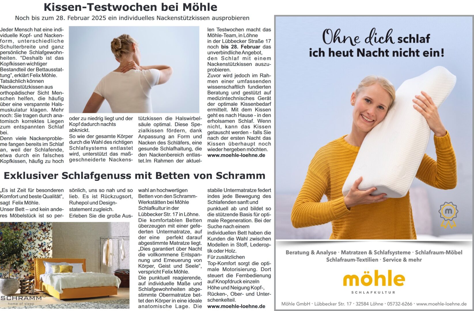 Kissen-Testwochen bei Möhle